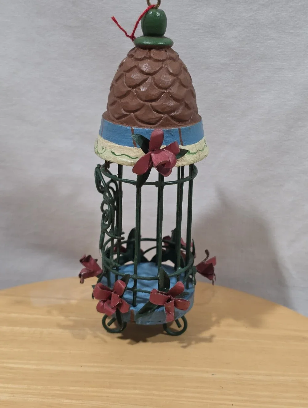 Vintage Birdcage Christmas Ornament Poinsettia Holiday Decor 8